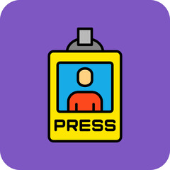 Press Pass Multicolor Round Corner Filled Line Icon