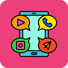 Social Media Multicolor Round Corner Filled Line Icon
