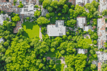 aerial view building and garden