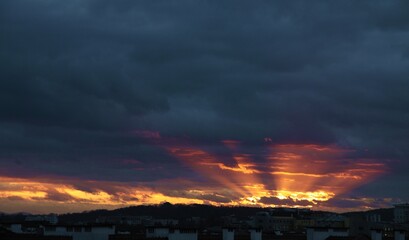 landscape with picturesque multicolor lights ans clouds in morning  or evening