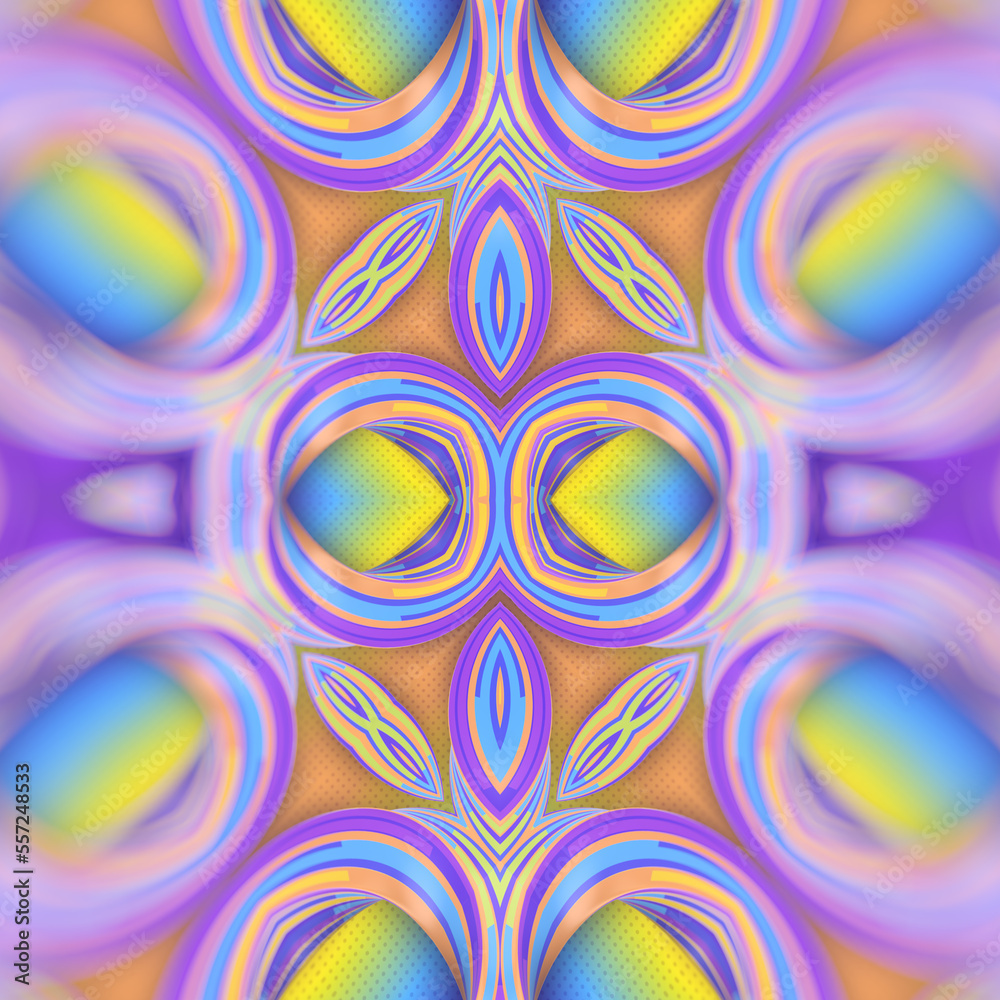 Aufkleber Pattern of twisted shapes with iridescent stripes. Geometric background. 3d rendering digital illustration