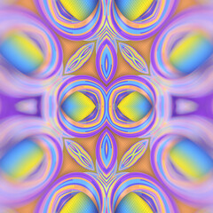 Pattern of twisted shapes with iridescent stripes. Geometric background. 3d rendering digital illustration