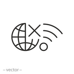 no connection icon, offline connection, wifi error, thin line symbol on white background - editable stroke vector illustration