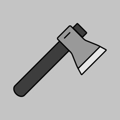 Axe or hatchet vector grayscale icon. Camping sign