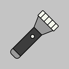 Flashlight vector grayscale icon. Camping sign