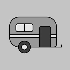 Caravan trailer vector icon. Camping sign