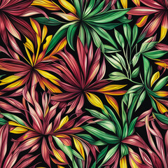 Seamless pattern with exotic flowers