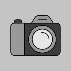 Camera vector grayscale icon. Camping sign