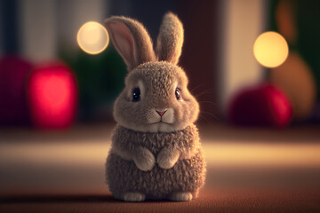 Little tiny bunny dressed up as Valentins Day