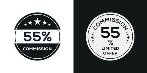 55% Commission limited offer, Vector label.