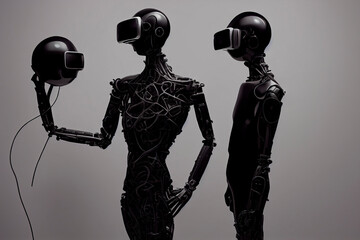 Robots. Futuristic interpretation Future 2025. Generation of robots. Virtual reality. My Collection. Illustration.