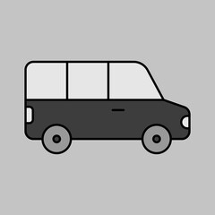 Airport shuttle minivan, shuttle bus vector icon