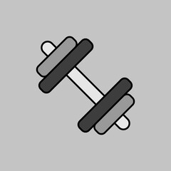 Dumbbell flat vector grayscale icon. Sport sign