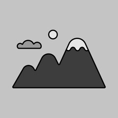 Mountains vector grayscale icon. Nature sign