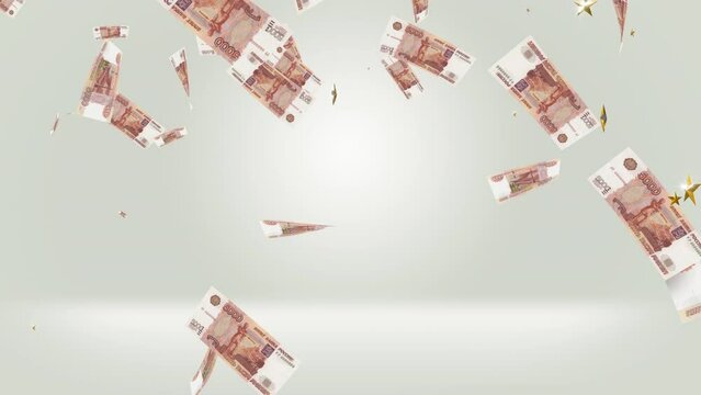Five Thousand  Russian Ruble Bills 4k Background