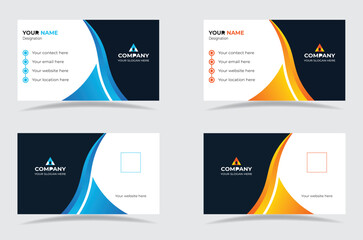 Modern business card print templates. Personal visiting card with company logo. Stationery design, Vector illustration,  Corporate templates. business card layout
