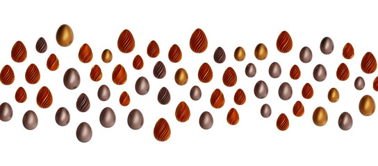 3d render illustration. Set of chocolate easter eggs