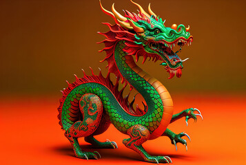 Fototapeta premium Chinese Lion dance in a Chinese new year's celebration