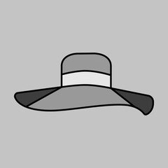 Woman summer hat vector icon. Girl beach sunhat