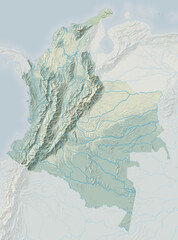 Topographic map of Colombia