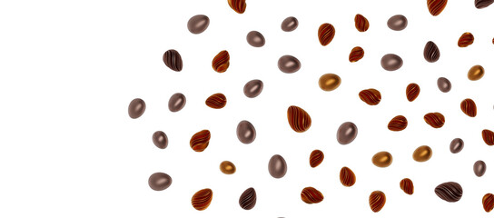 Easter horizontal border with gold eggs