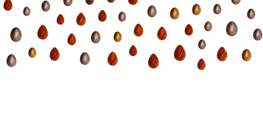 Easter horizontal border with gold eggs