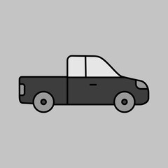 Pickup car grayscale vector icon