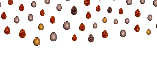 3d render illustration. Set of chocolate easter eggs