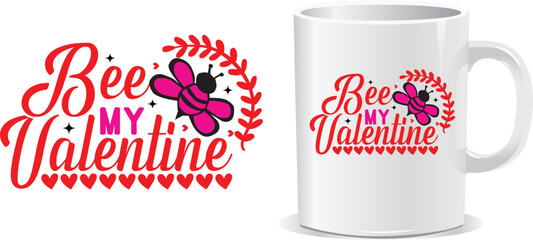 Happy valentine's day mug and t-shirt design vector