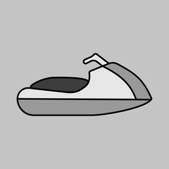 Fast water scooter and boat, luxury boat icon