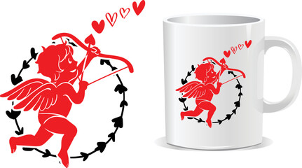 Happy valentine's day mug and t-shirt design vector