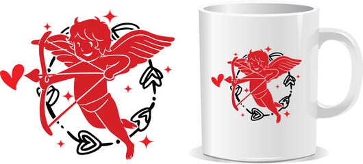 Happy valentine's day mug and t-shirt design vector