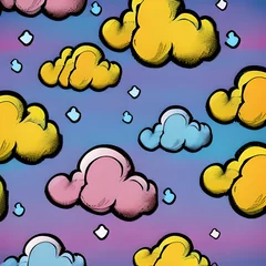 Fotobehang seamless pattern with clouds © Design Crea