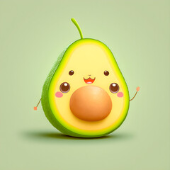 Funny Kawaii Avocado illustration