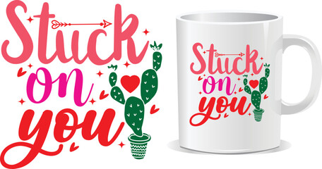 Happy valentine's day mug and t-shirt design vector