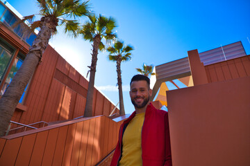 person standing in front of a building