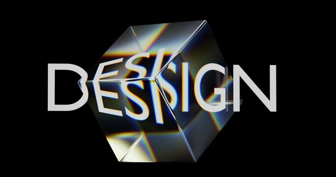 Text in a beautiful rotating glass cube