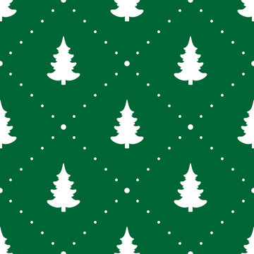 Seamless vector. Fir-tree background. New Year motif. Christmas tree ornament. Holidays wallpaper. Winter pine trees illustration. Xmas image. Pines pattern. Floral backdrop. Textile print design.