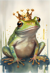 Enchanted Cute Frog on Lilly Pad. Generative ai