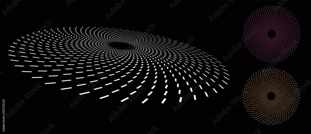 Poster modern abstract background. halftone lines in circle form. round logo. vector dotted frame with pers