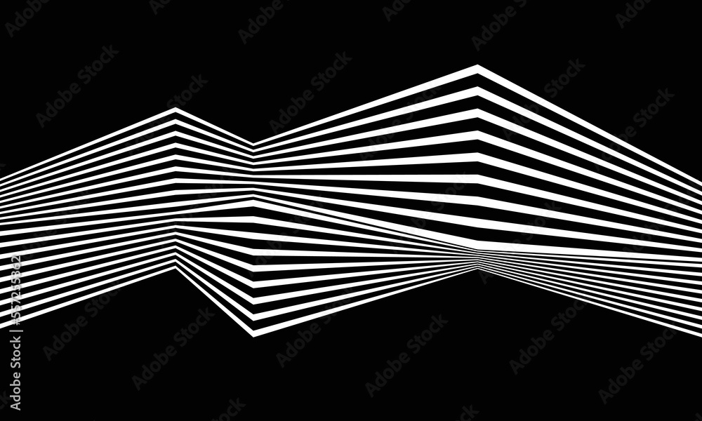 Poster abstract background with zigzag lines. stripes optical art illusion.