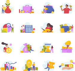 Financial Diversification Icons Set