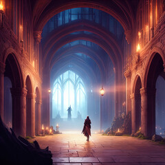 A great hall. Fantasy architecture. 