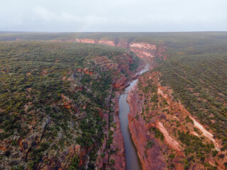 Kalbarri National Park from above on a stormy day - Remote Western Australian outback