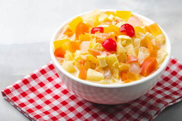 Pinoy fruit salad- a famous and traditional dessert usually served in family celebrations, feasts, and during the holiday season.  