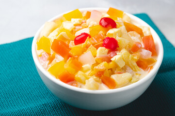Pinoy fruit salad- a famous and traditional dessert usually served in family celebrations, feasts, and during the holiday season.  