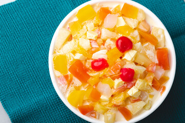 Pinoy fruit salad- a famous and traditional dessert usually served in family celebrations, feasts, and during the holiday season.  