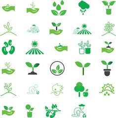 Set of agricultural crops isolated on a white background.
