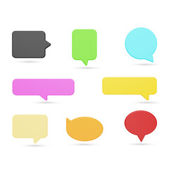 Set of speech bubbles for text, Empty text bubbles in various shapes and colors, chatting boxes pop up, message box, social media chat message, 3d render