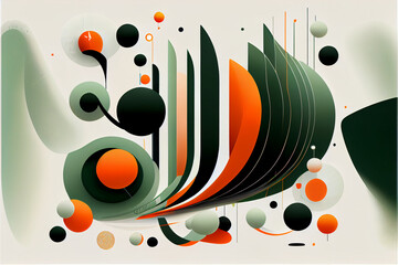 Abstract Vector Design in Vintage Inspired Colors. Generative ai